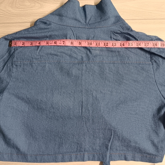 Casual Pocket Stretch Denim Plus Size Short Sleeve Crop Top Shorts Two-Piece - Picture 14 of 15